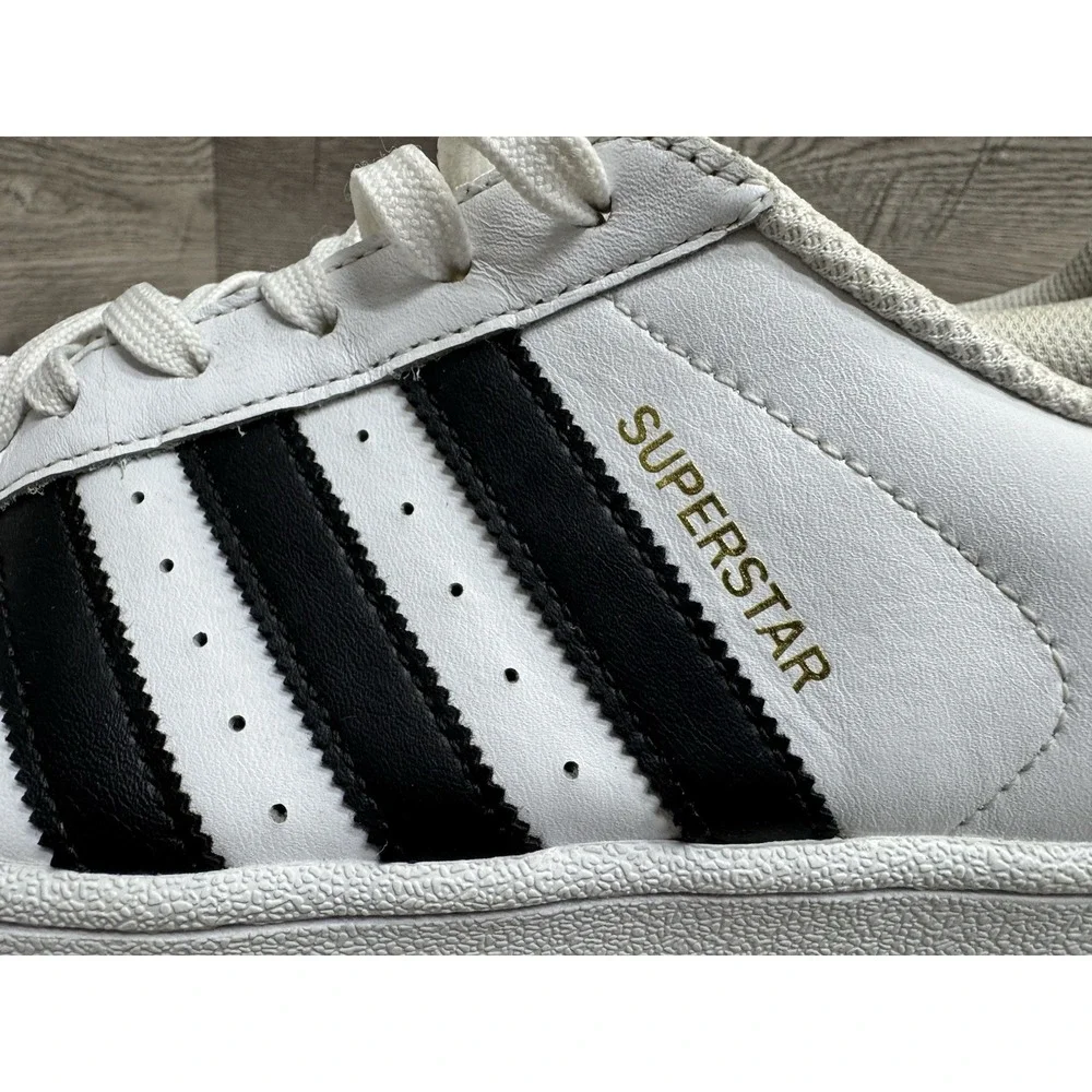 Adidas Superstar Originals White Black Leather Womens Sneakers Shoes Size 8.5